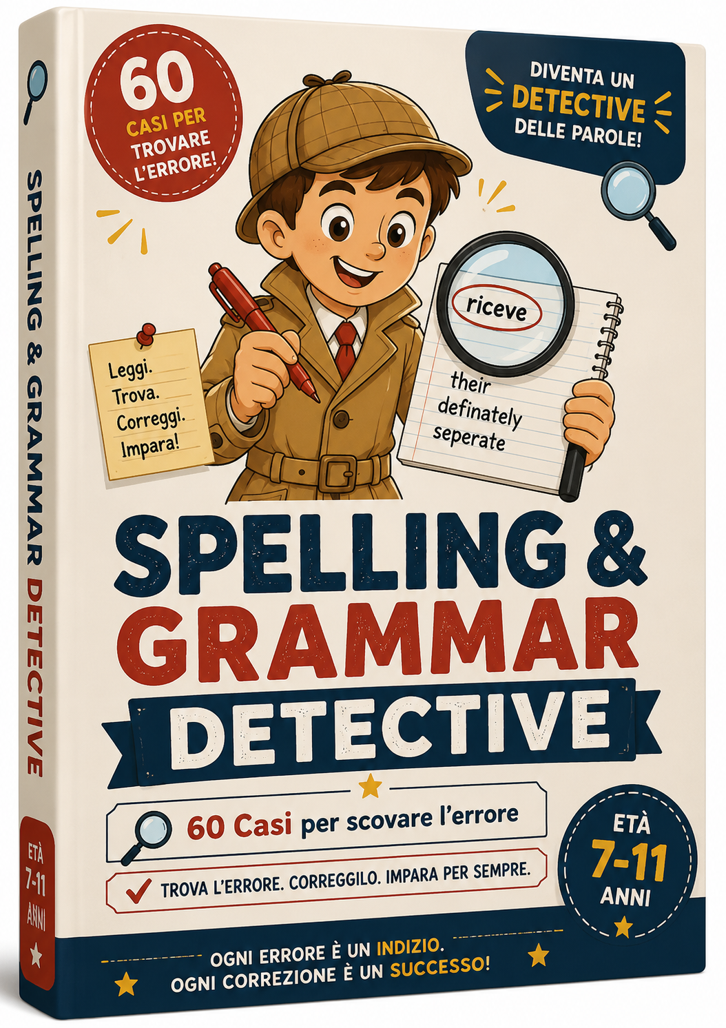 Spelling & Grammar Detective: 60 casi coinvolgenti in cui il tuo bambino imparerà a individuare e correggere gli errori di ortografia e grammatica con la sicurezza di un vero detective.