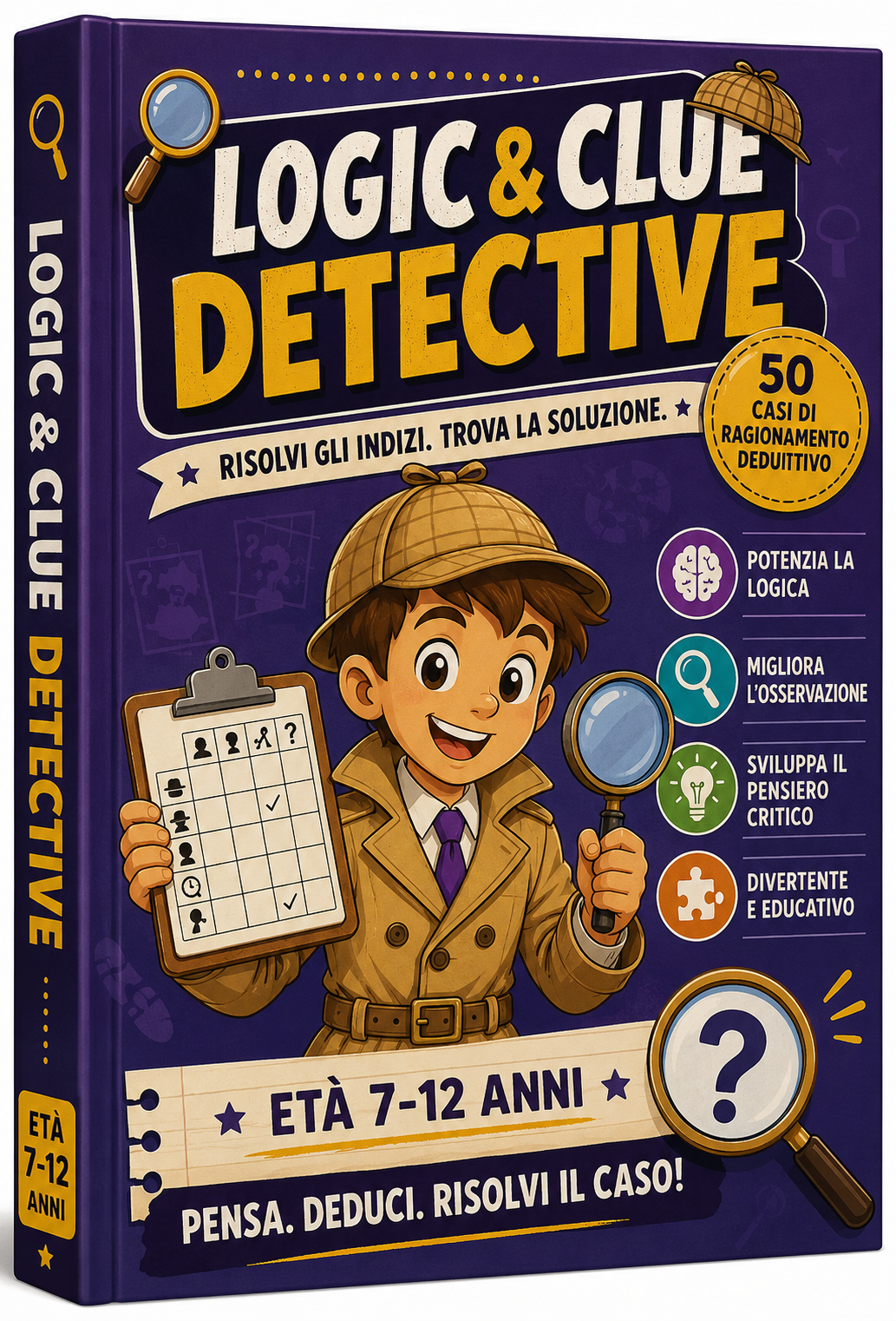 Logic & Clue Detective: 50 casi di ragionamento deduttivo che aiutano i bambini a collegare gli indizi, sviluppare il pensiero logico e trovare la soluzione come veri detective.