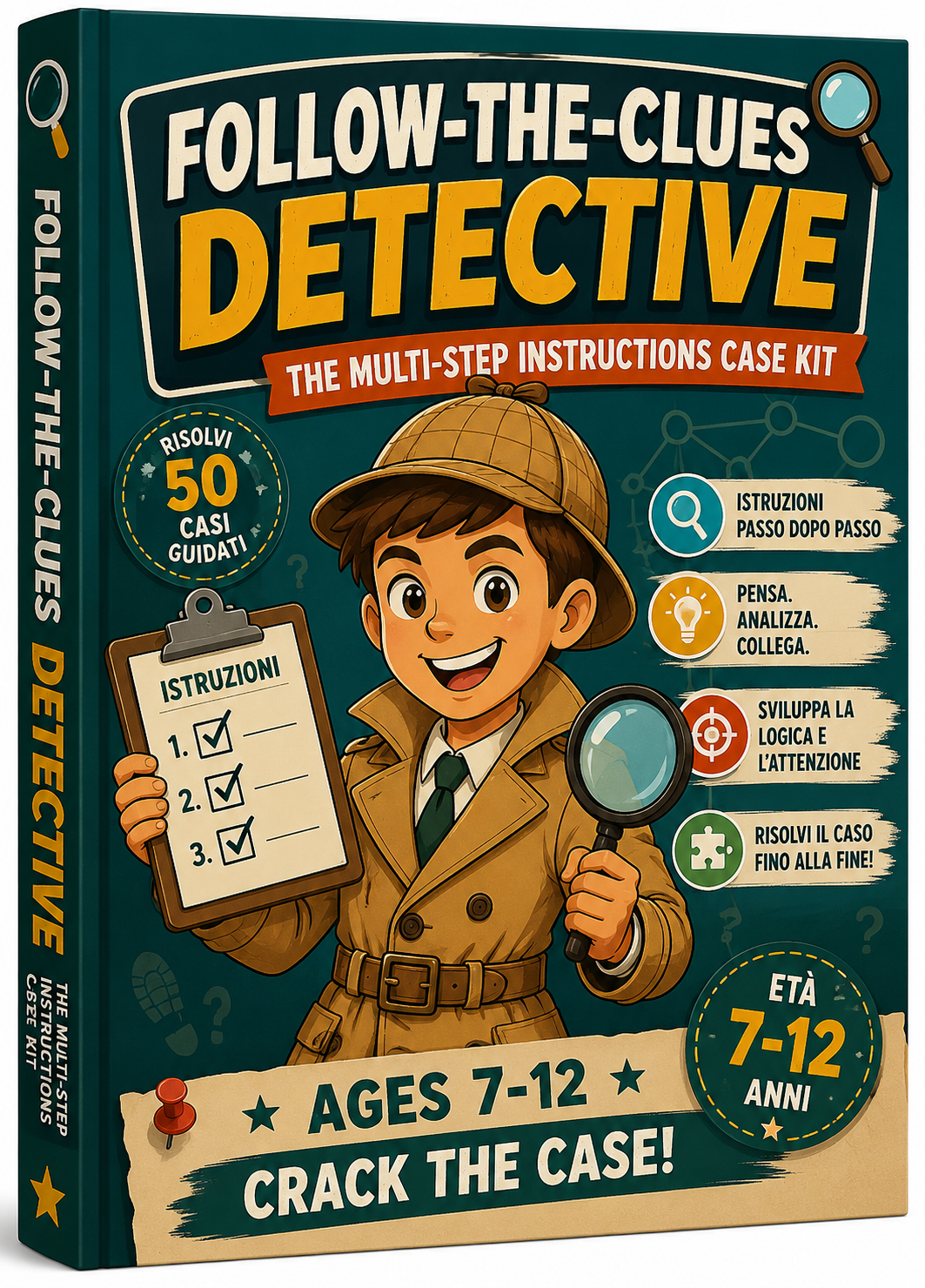 Follow-the-Clues Detective: 50 missioni guidate che aiutano i bambini a seguire le istruzioni nell'ordine corretto, migliorando attenzione, precisione e autonomia.