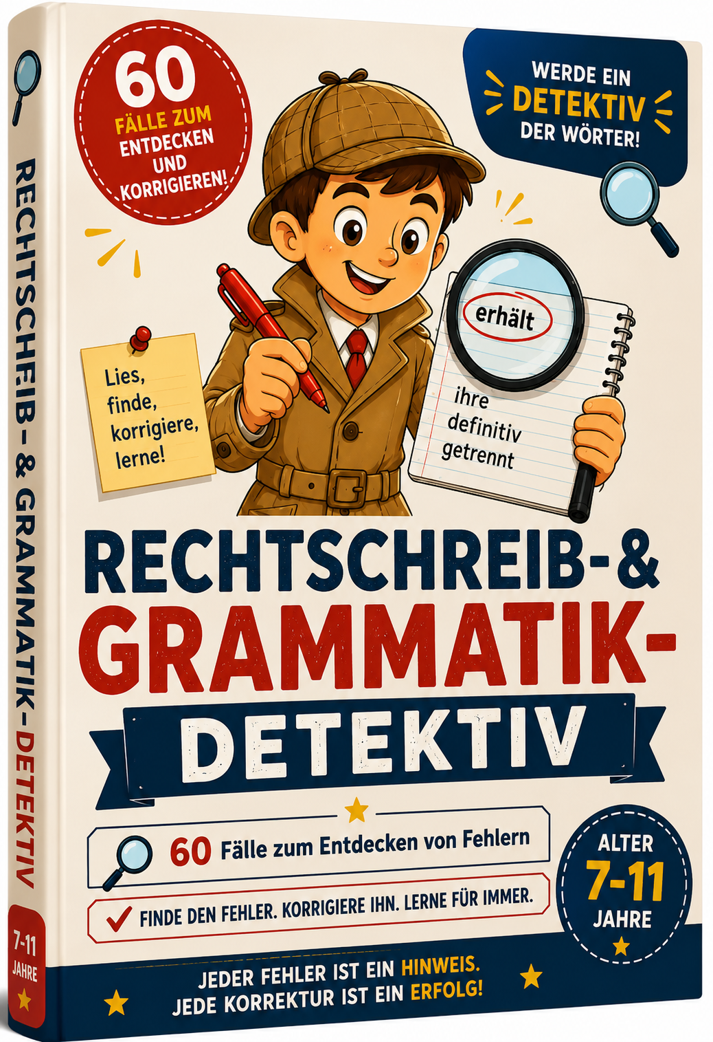 Rechtschreib & Grammatik Detektiv: 60 spannende Fälle, in denen dein Kind lernt, Rechtschreib und Grammatikfehler zu erkennen und zu korrigieren mit dem Selbstvertrauen eines echten Detektivs.