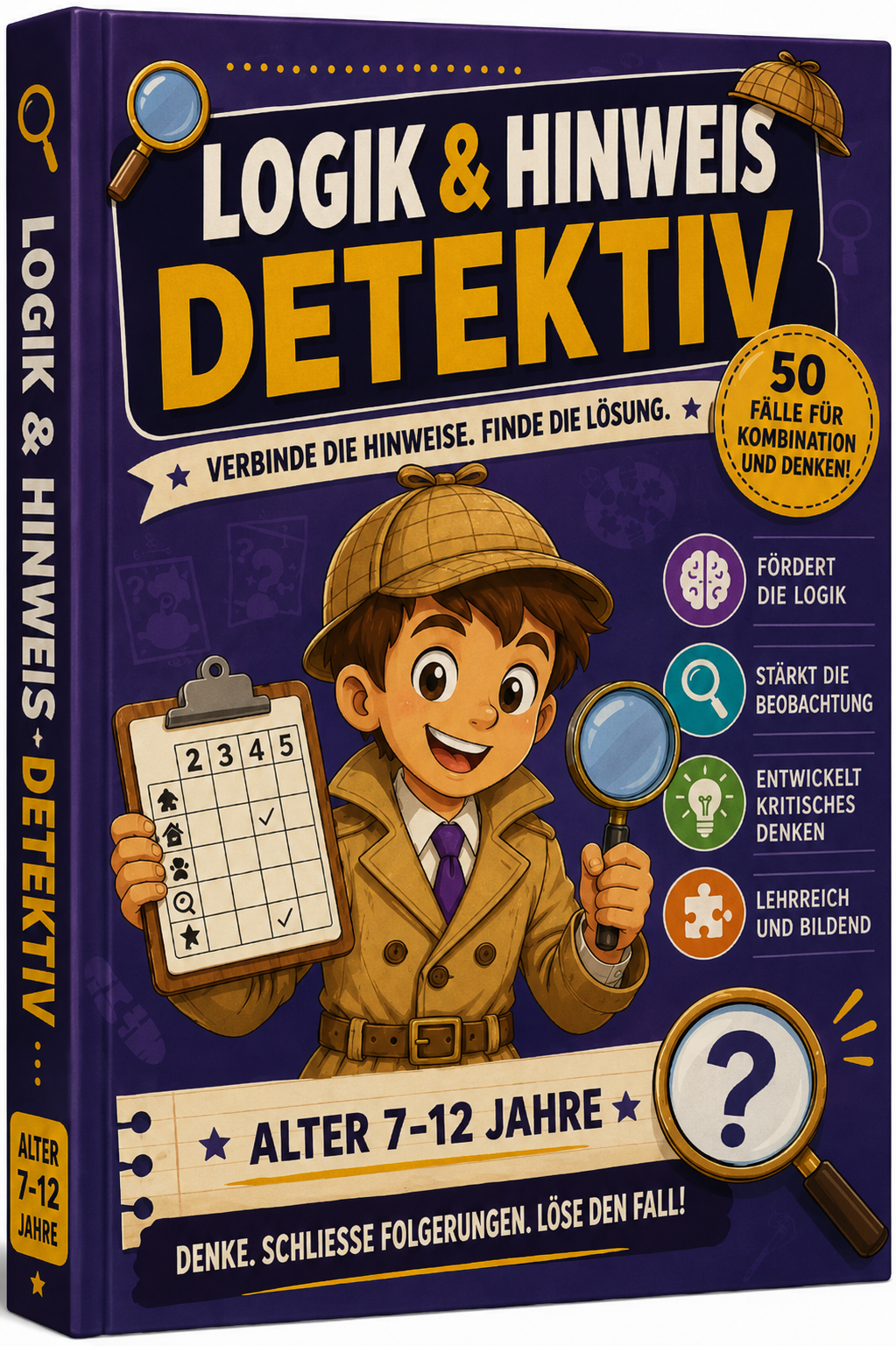 Logik & Hinweis-Detektiv: 50 Fälle zum deduktiven Denken, die Kindern helfen, Hinweise miteinander zu verknüpfen, ihr logisches Denken zu entwickeln und die Lösung wie echte Detektive zu finden.
