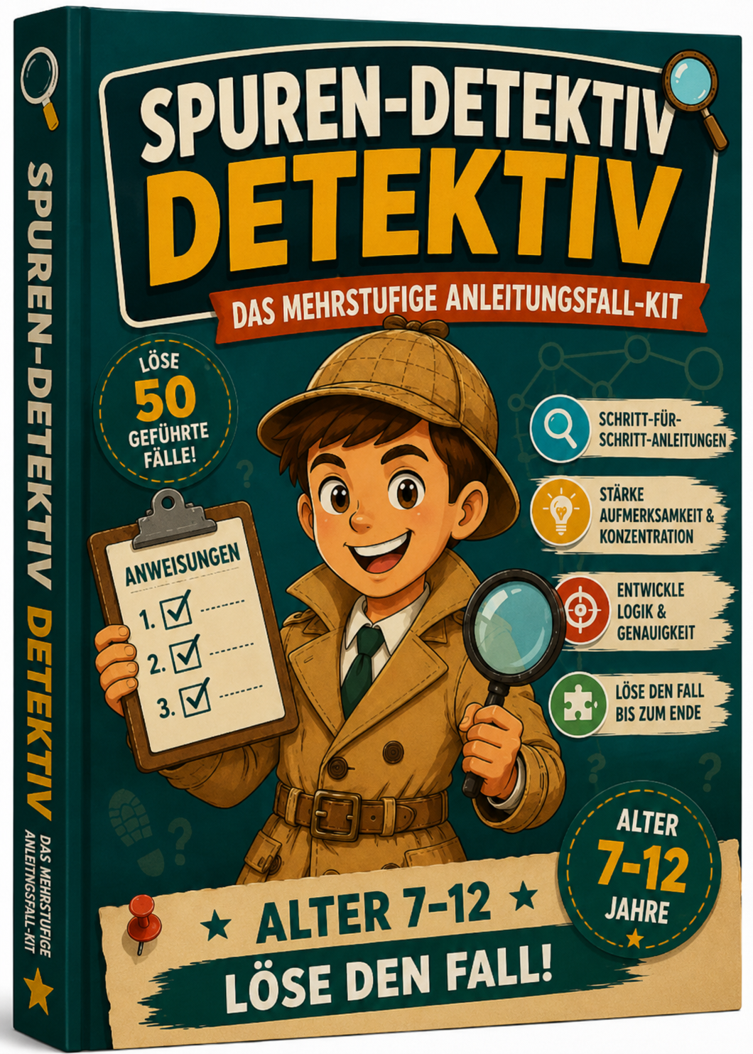 Spuren-Detektiv: 50 geführte Missionen, die Kindern helfen, Anweisungen in der richtigen Reihenfolge zu befolgen und dabei Aufmerksamkeit, Genauigkeit und Selbstständigkeit zu verbessern.